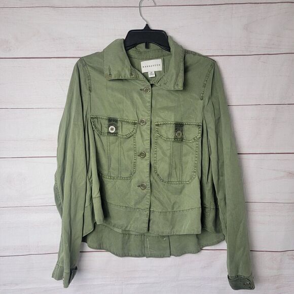 Anthropologie Marrakech Women's Medium Lightweight Shirt Jacket Military Green - Picture 2 of 13
